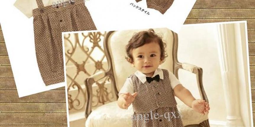 Baby boys suit romper with waistcoat=