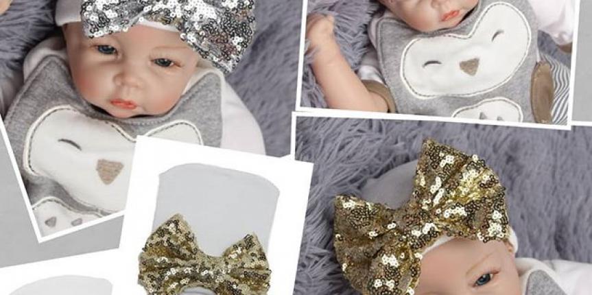 Adorable newborn baby hats with sequins bow