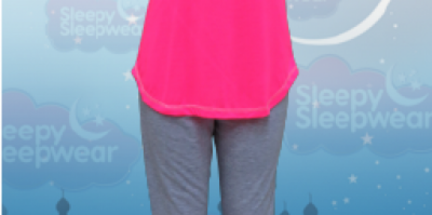 Bright pink long female pajamas