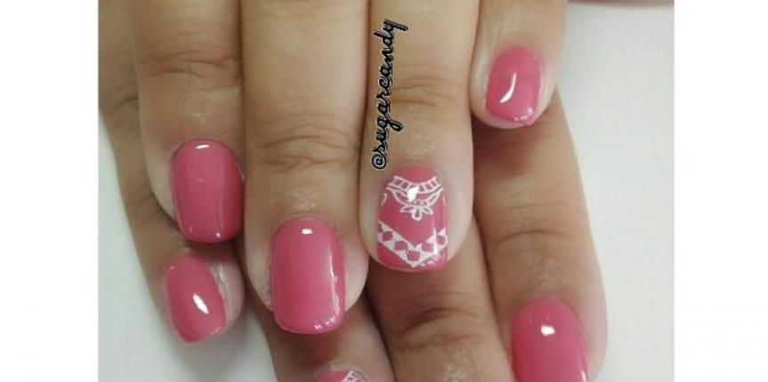 pink hard gel nails