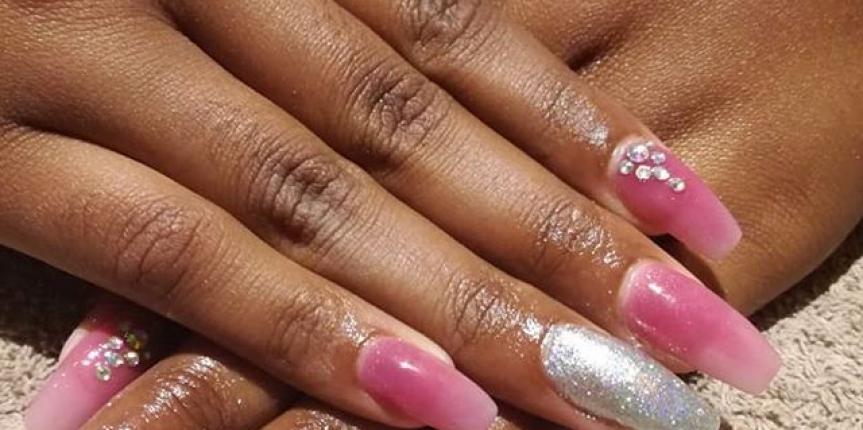 pink sliver square nails