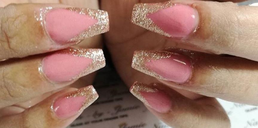 Pink glitter french