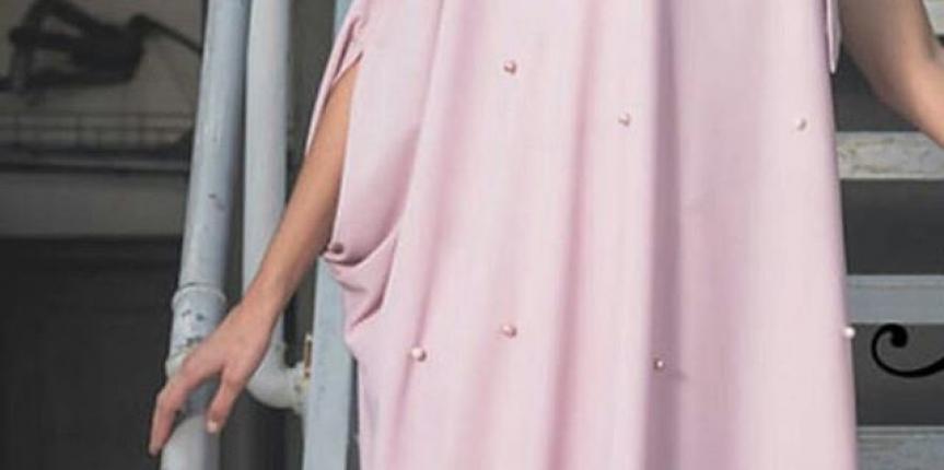 Pink beaded abaya/ long dress