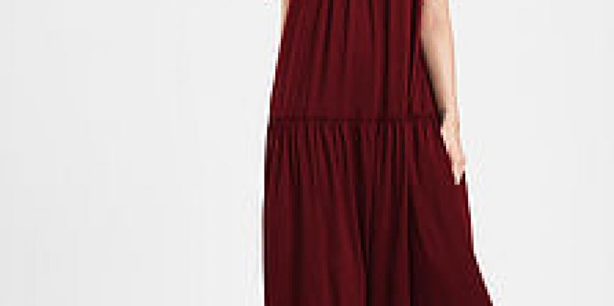 Plain red maxi dress