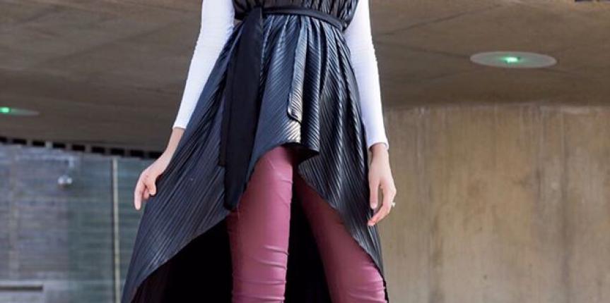 Leather pleated dress