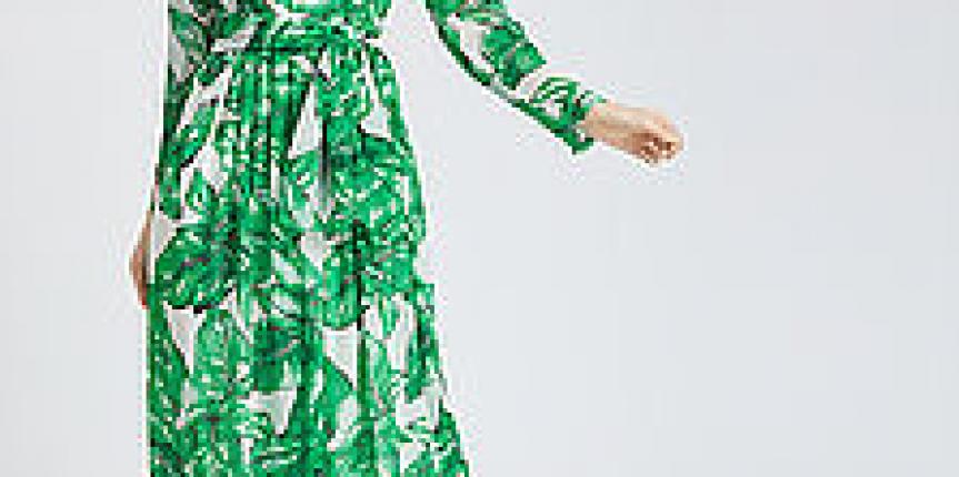 Green patterned maxi dress