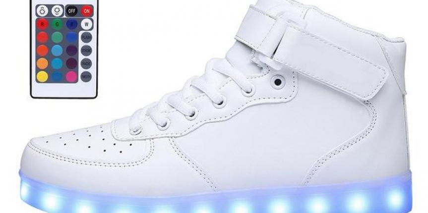 Kids USB Charging High Top LED Light-up Sneakers Shoes Light-Up