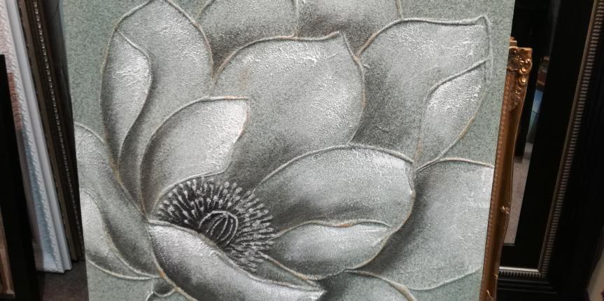 Grey flower canvas painting