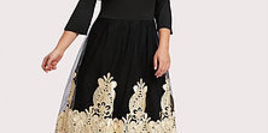 Black evening dress for a plus size