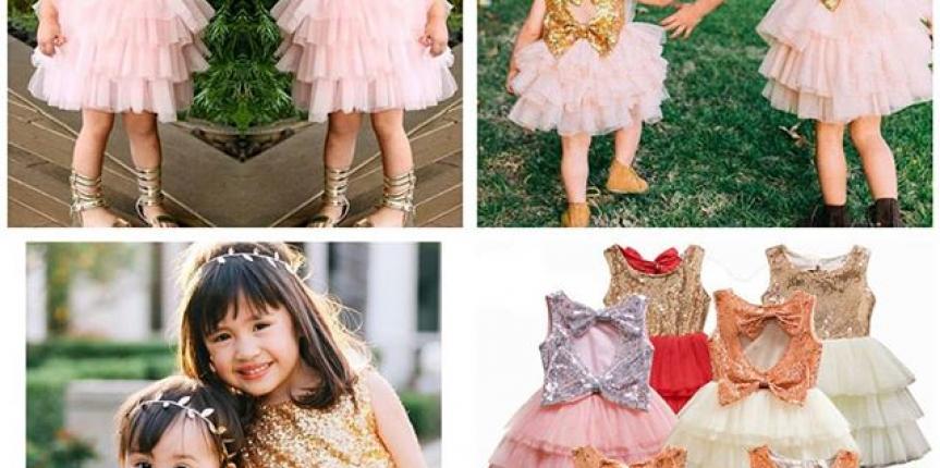 Adorable princess sequins backless bowknot sleeveless tutu knee length dresses