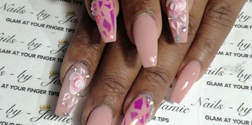 pink square acrylic nails