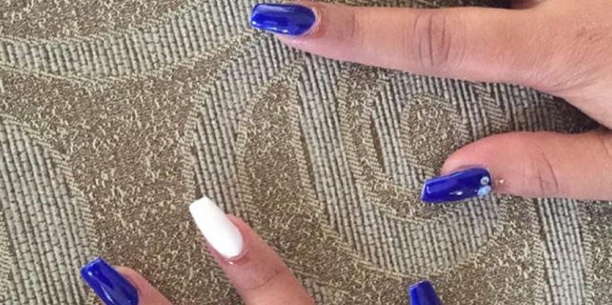 Blue and gold nails